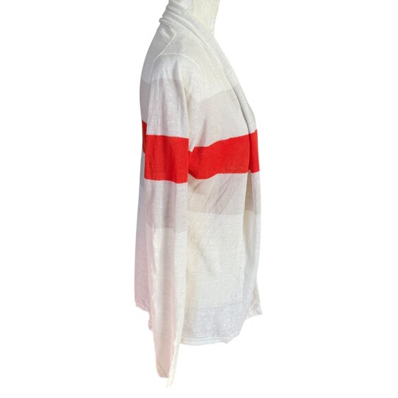 Banana Republic linen off white and orange stripe open cardigan women's size S - Picture 3 of 7